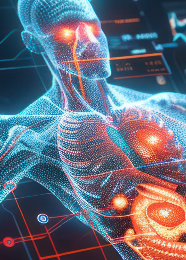 Human body on digital medical screen