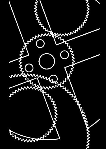 Stylized gears on a black background